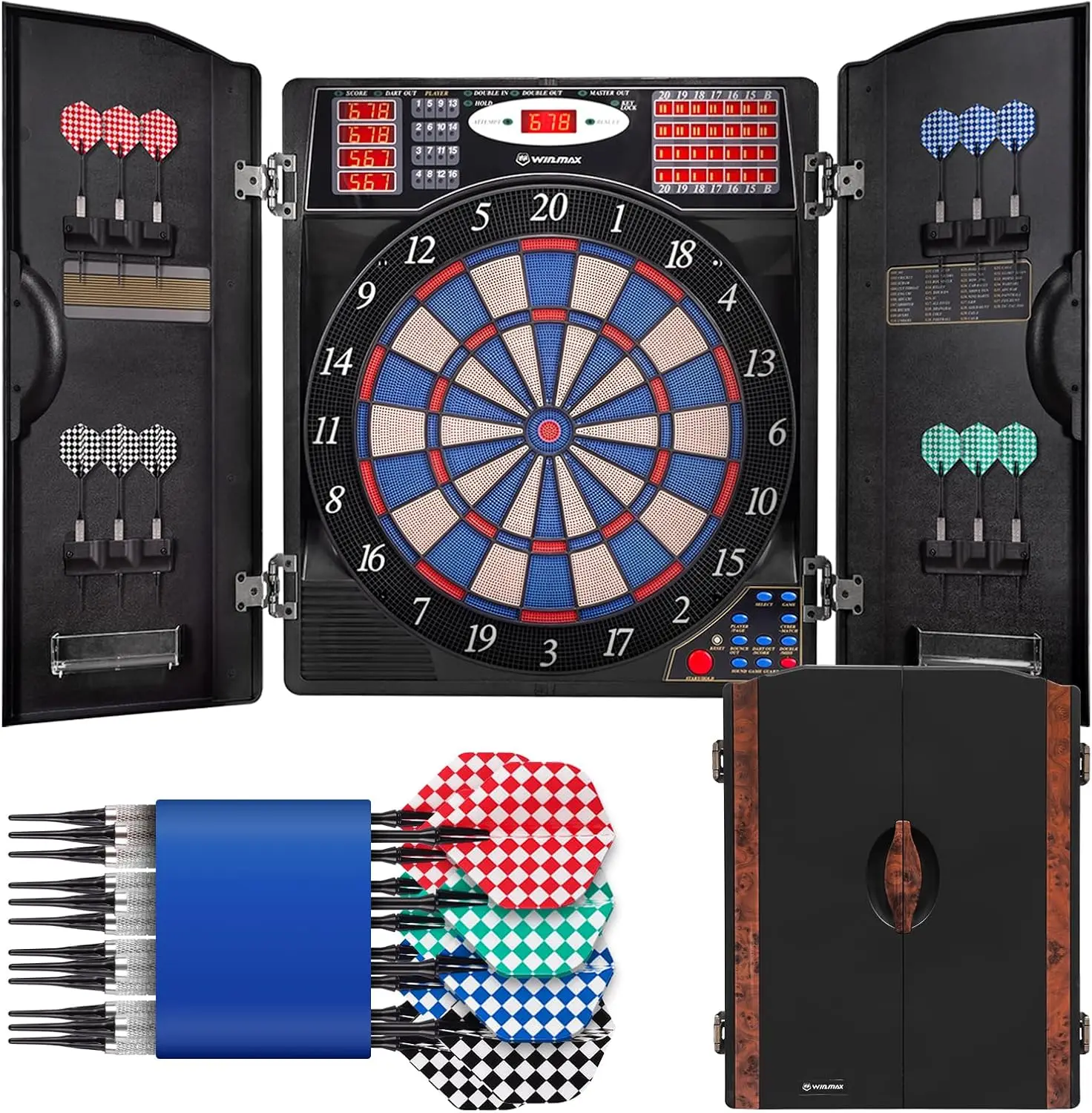Electronic Dartboard Cabinet - Elektronische Dartbordkastset voor volwassenen, zwart |